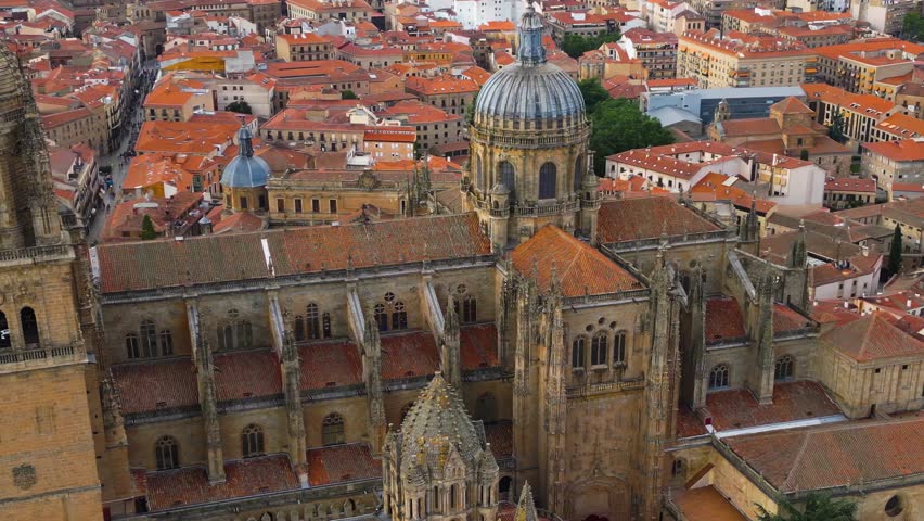 Aerial panorama view of the city Salamanca in Spain on a sunny morning in late spring