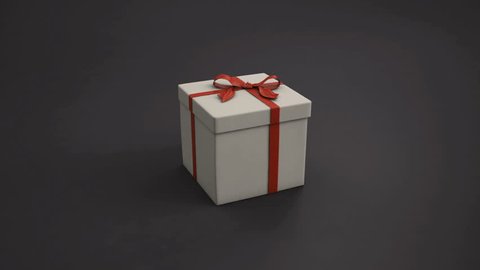 An animated clip with the camera flying into an open gift box
