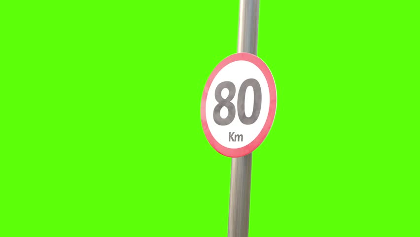 Speed limit sign with 80km in a green environment. This sign serves as a road traffic sign, indicating speed regulations