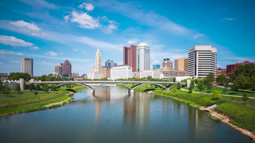 Columbus, Ohio, USA skyline on the Scioto River.