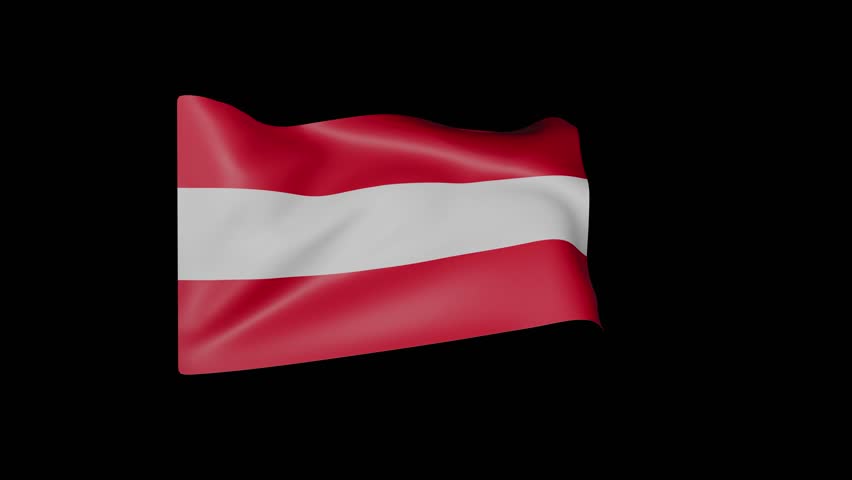 Waving Austrian flag on black background. National pride of Austria, animated waving flag.