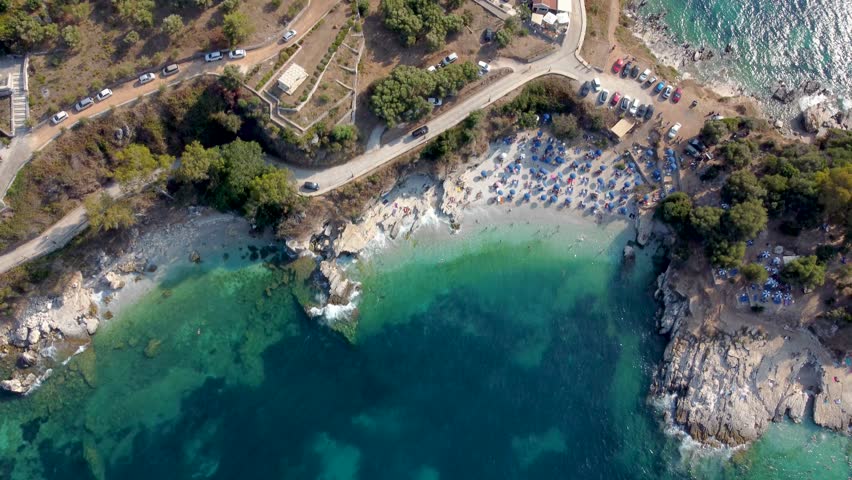 Aerial Revealing of Kassiopi Beaches, Corfu, Greece