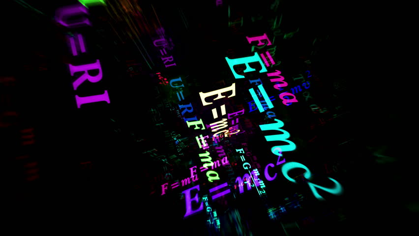 Physics formulas education and science symbol technology loop concept. Abstract sign on glitch screens seamless and looped.