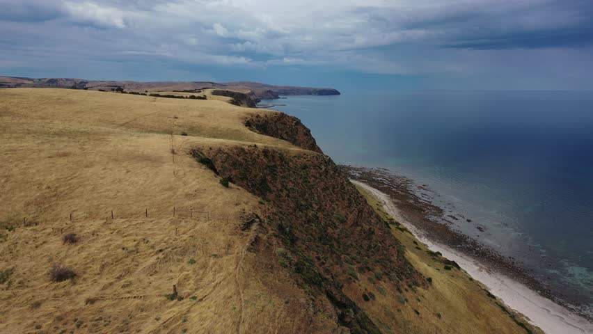 Sea Cliffs at Normanville, South Australia Aerial Drone 4K