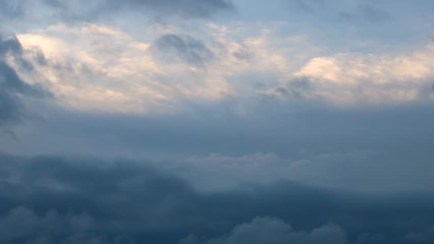 Monsoon season in India. Cloud hyper lapse in the evening. Beautiful cloudscape. Timelapse. Dark rainy clouds. 