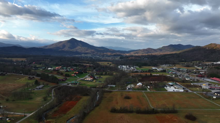 Early morning scenic drone flight showing off the Smoky Mountains of East Tennessee