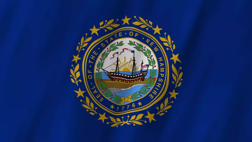 New Hampshire State Flag Waving, Granite State 4K Animation