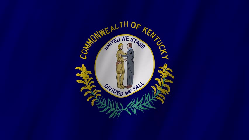 Kentucky State Flag Waving, Bluegrass State 4K Animation