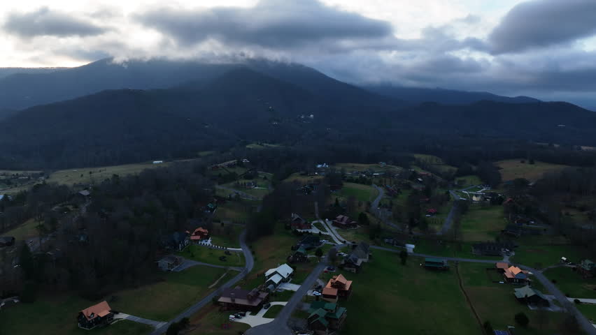 Clouds hang over the mountain tops giving The Great Smoky Mountains their characteristic smoky quality.