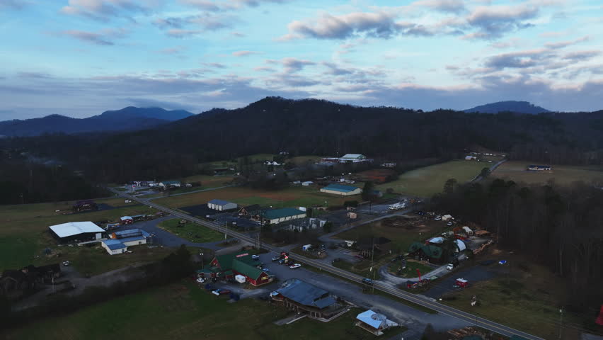 A blue sky dotted with early morning clouds add to the tranquility of the Great Smoky Mountains in Appalachia