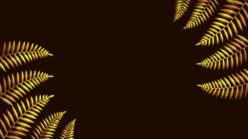 Sparse golden fern leaves corner placement dark brown minimal