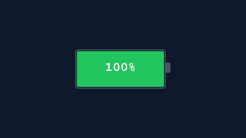 Animated battery level indicator showing charging status and percentage