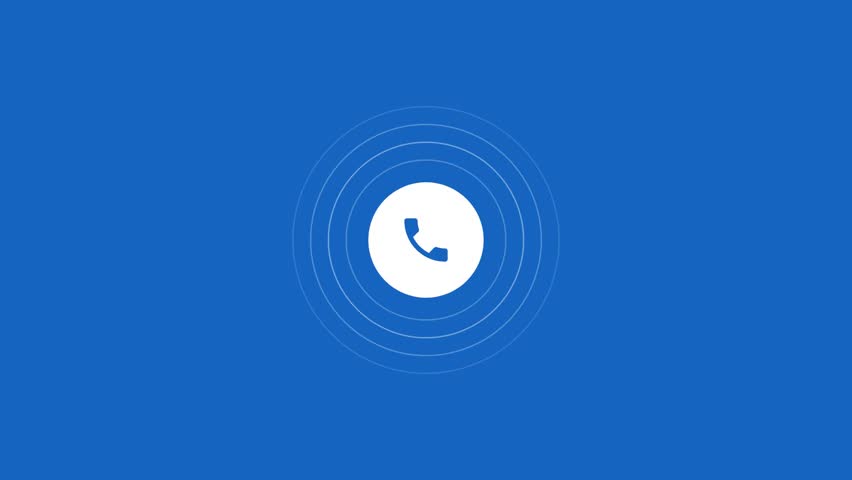 Animated phone icon on a blue screen