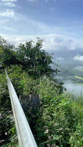 4K Blue Sky Clouds Over Mountain Landscape | Cinematic Nature Background , Mountain Landscape with Moving Clouds and Clear Blue Sky