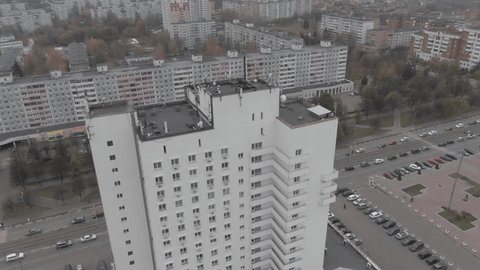 Drone Rising Moving Back over Kolomna Hotel