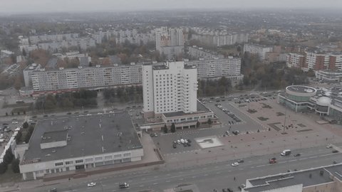 Drone Zooming toward Hotel Building Kolomna D Log