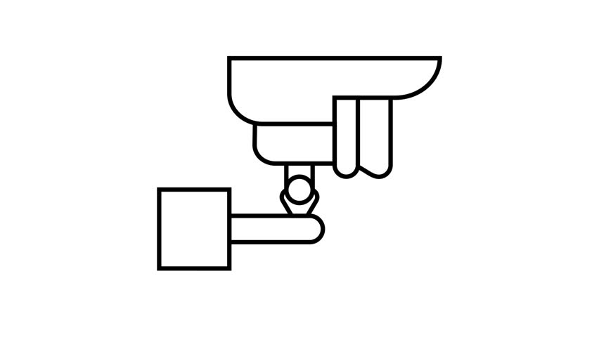 CCTV  Security Camera Icon for Surveillance and Monitoring line art on white screen
