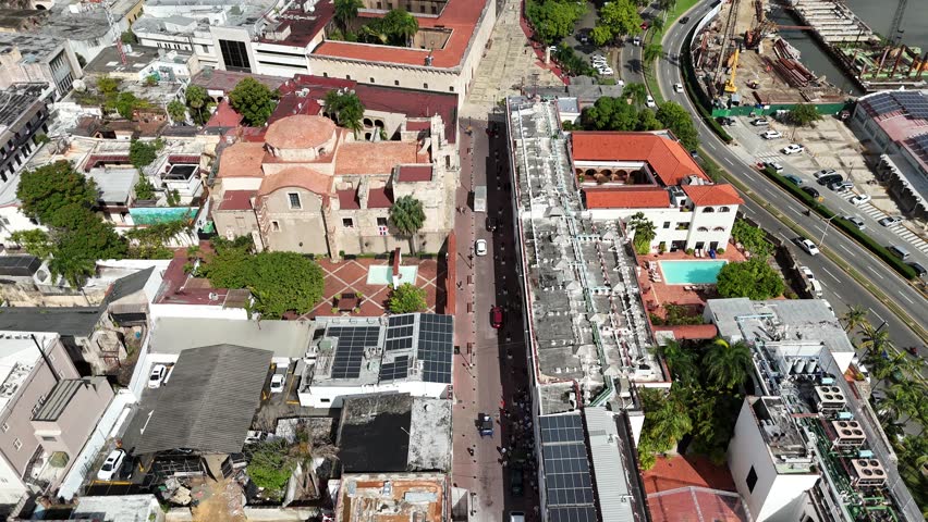 Santo domingo aerial shot near Ozama river, a colonial and historic part of the city