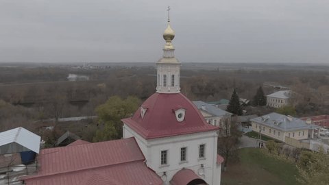 Drone Descending toward Church Building Kolomna D Log