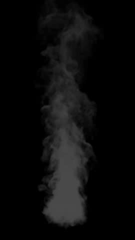 Dark Smoke Plume Rising Upwards Against Black Background, Abstract Texture