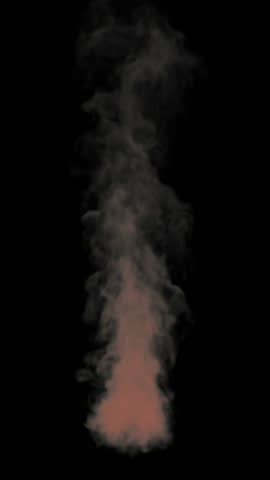 Dark Smoke Plume Rising Upwards Against Black Background, Abstract Effect