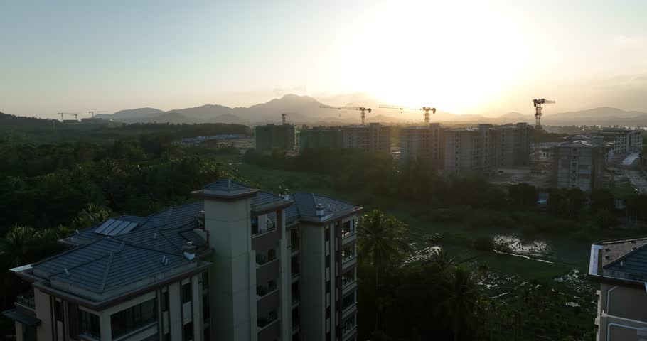 Aerial footage of landscape in Hainan province, China