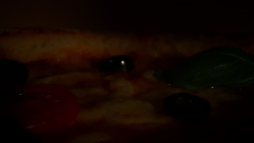Opening Pizza Box and Revealing Fresh Pizza in Slow Motion, Close Up to Wide Shot.