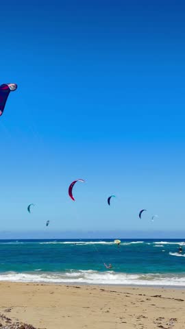 Kite Boarding and Kite Surfing on Kite Beach, Cabarete, DR