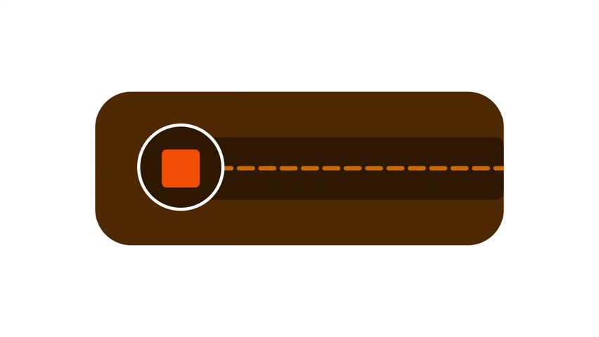 An orange square stop icon sits next to a dashed horizontal line suggesting a recording duration or a progress tracker on a dark brown interface