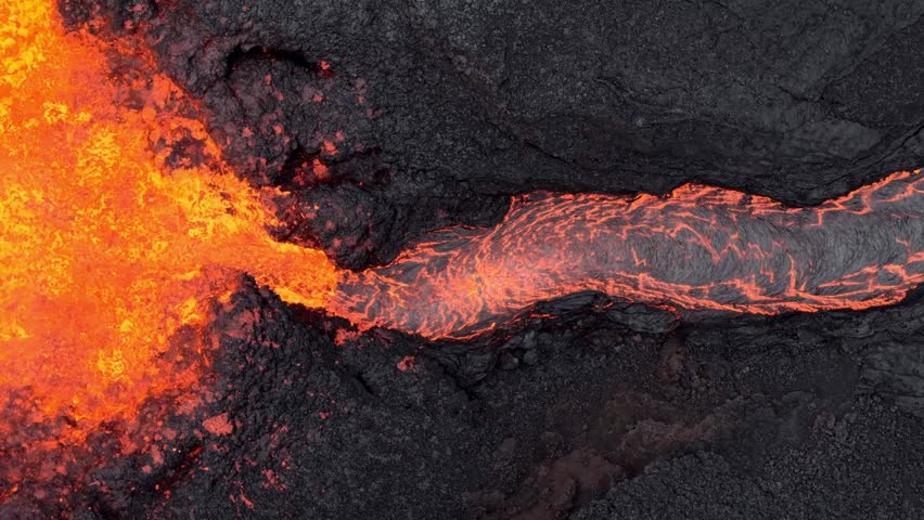 Aerial view of lava flow, Iceland.