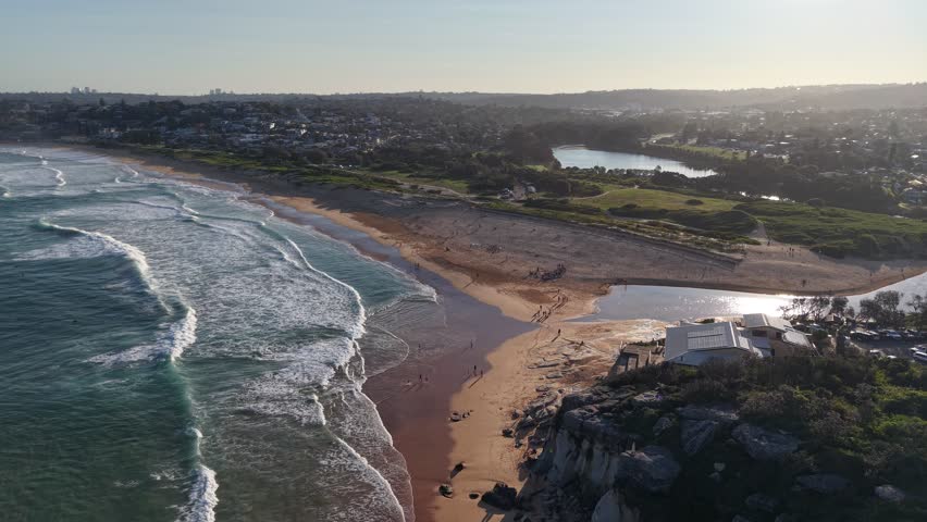 Amazing Curl Curl Drone Point of View, Northern Beaches, NSW, Sydney, Australia. Beach, Nature, Ocean.