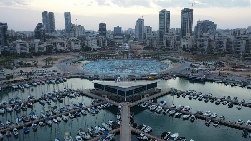 Aerial view of Ashdod Marina, Israel.