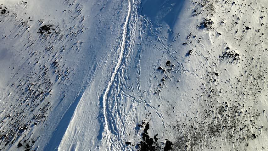 Aerial view of Hegafell covered in snow, Iceland.