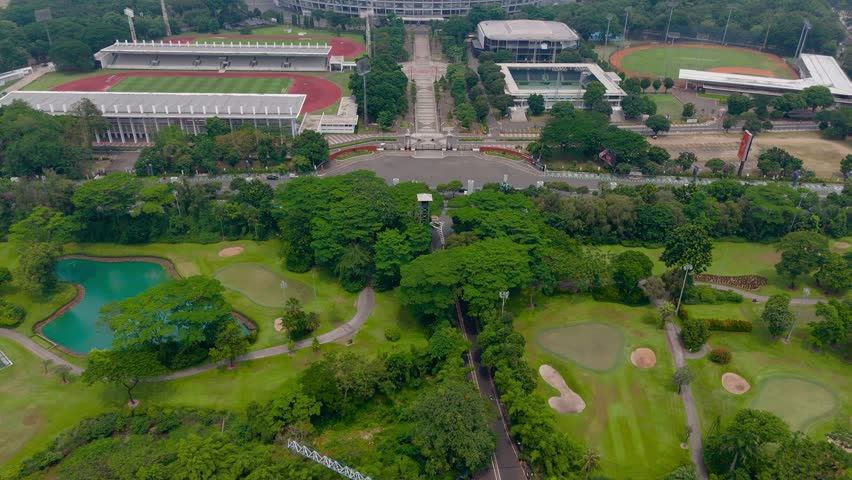 Aerial view of Gelora Bung Karno stadium, Indonesia.
