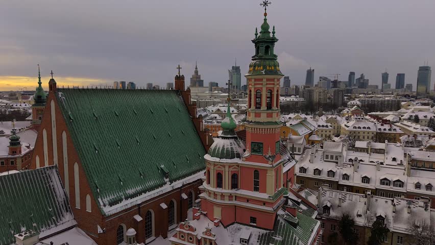 Aerial view of Jesuit church aerial view in warsaw