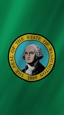 Vertical Washington Flag Waving, Evergreen State 4K Motion