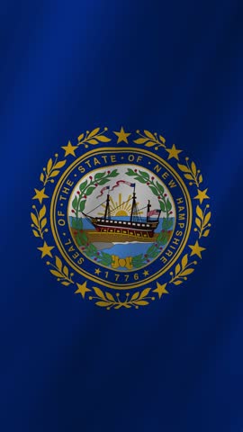 Vertical New Hampshire Flag Waving, 4K High Quality Realistic Motion