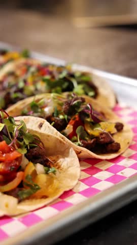 Making Fresh Tacos with Meat and Vegetables – Mexican Street Food