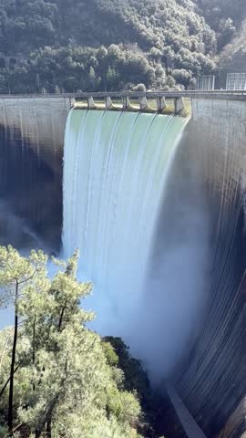 Water Cascading from Dam During Reservoir Release