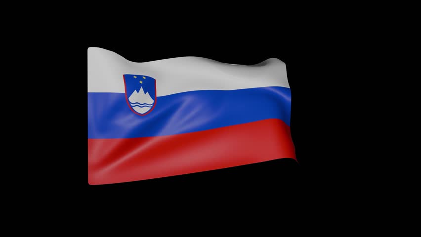 National flag of Slovenia waving on black background. Slovenian flag animated