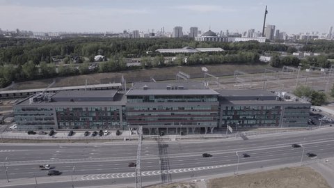 Aerial Forward Descent toward Moscow Office Complex