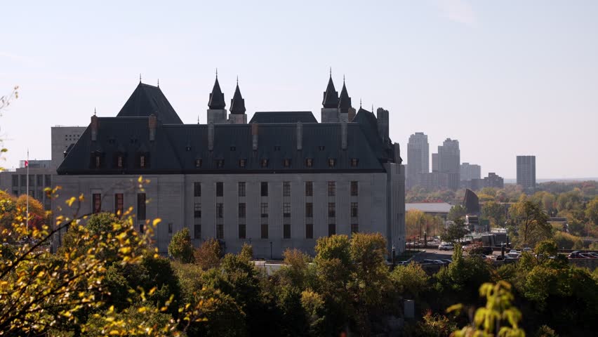 Supreme Court of Canada building in Ottawa. Cityscape in Canadian capital city in autumn season