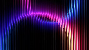 Colorful futuristic neon circles through textured glass. Luminous rings slowly rotating and distorted by ribbed glass for creative projects, digital screens and visual effects. Luminous gradients flow through reeded glass and bending light into abstract patterns. Reflected and refracted light with fluid distortions in ribbed glass surfaces for immersive visuals, music shows and digital performances. Seamless loop. 4K - Powered by Shutterstock - Get 15% off with code: PIKWIZARD15