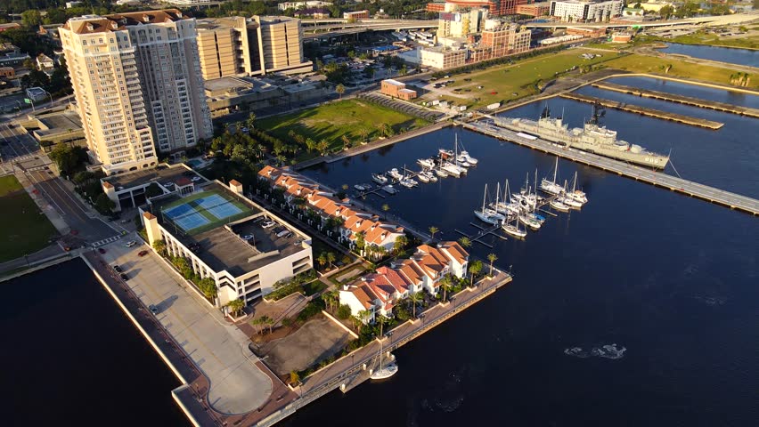Coastal City Waterfront With Boats Marina And Modern Buildings In Jacksonville
