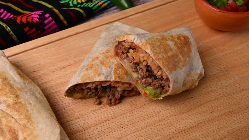 Traditional Mexican Burritos with copy space