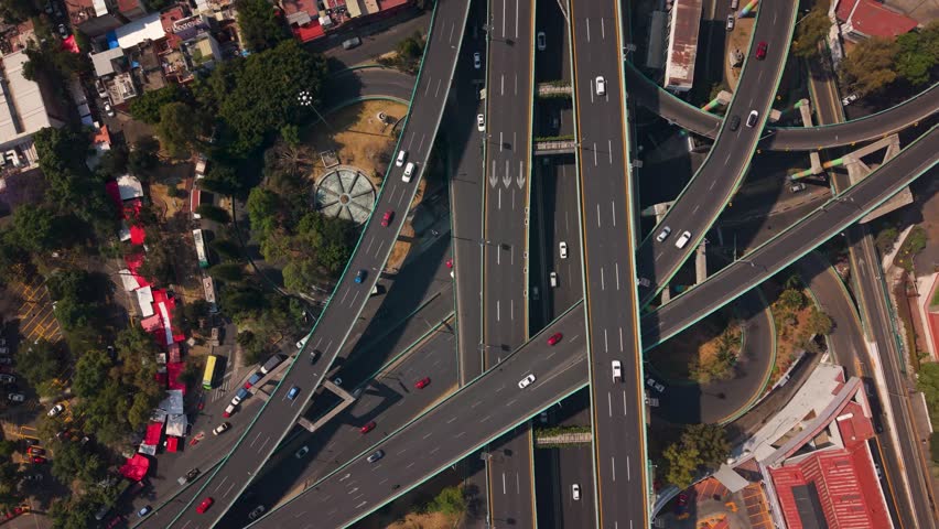 Aerial View of Mexico City Freeway Interchange.
