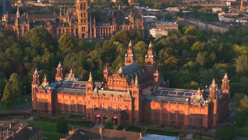 Kelvingrove Art Gallery and Museum in Glasgow - aerial view - GLASGOW, UNITED KINGDOM 
