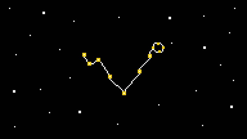 8-bit pixel art Pisces sign of The Zodiac Constellations. looped animation 4k 30fps
