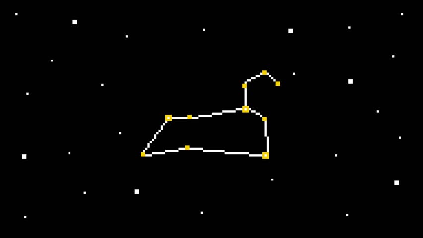 8-bit pixel art Leo sign of The Zodiac Constellations. looped animation 4k 30fps