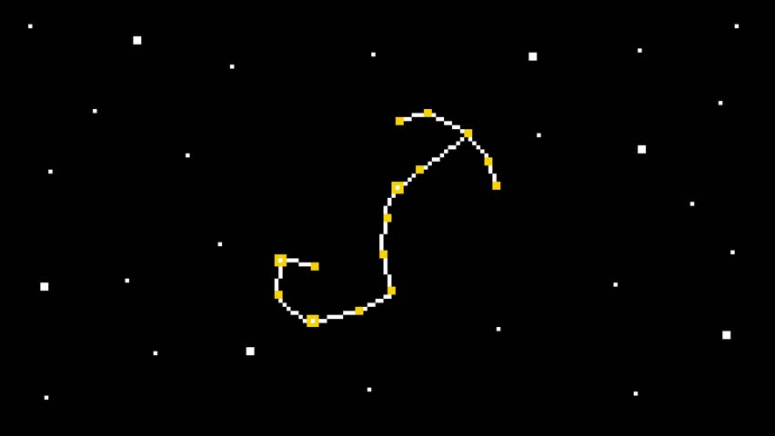 8-bit pixel art Scorpio sign of The Zodiac Constellations. looped animation 4k 30fps